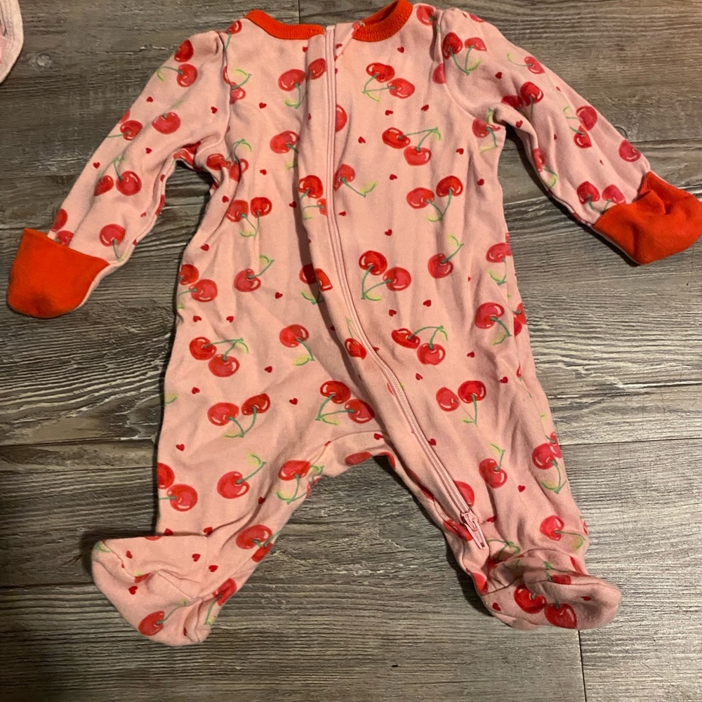 cherry zipper footies
